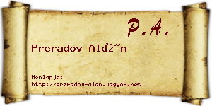 Preradov Alán névjegykártya